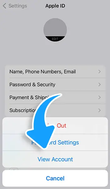 Step 3 - Go to Media & Purchases and tap View Account