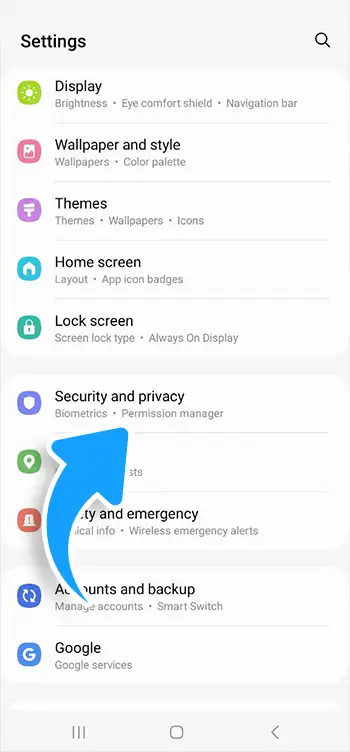 Step 4 - Tap on Security