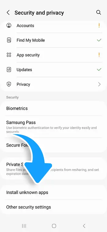 Step 5 - Turn on Install apps from unknown sources